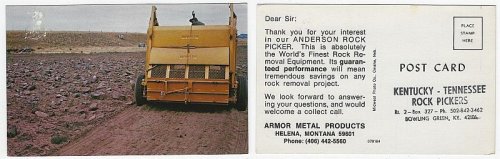 ANDERSON ROCK PICKER, ARMOR METAL PRODUCTS, HELENA, MONTANA