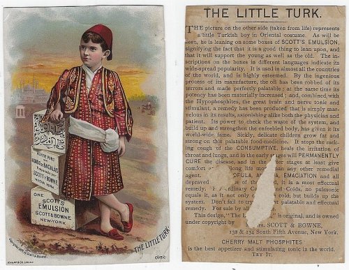VICTORIAN TRADE CARD FOR SCOTT'S EMULSION WITH LITTLE TURK