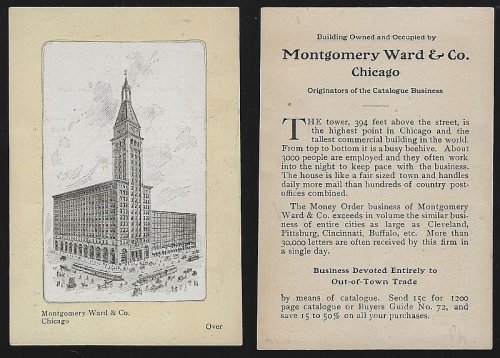 VICTORIAN TRADE CARD FOR MONTGOMERY WARD, CHICAGO, ILLINOIS