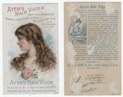 VICTORIAN TRADE CARD FOR AYER'S HAIR VIGOR WITH LOVELY LADY