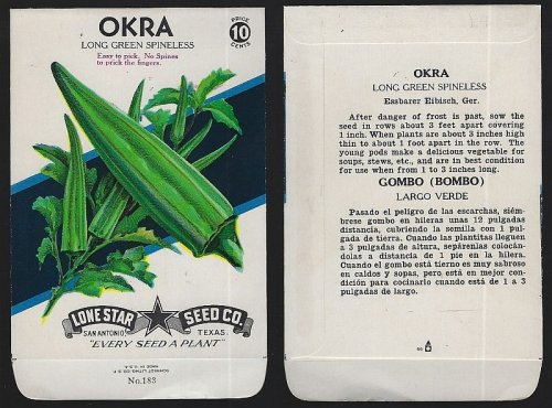VINTAGE EMPTY PACKAGE OF OKRA SEEDS