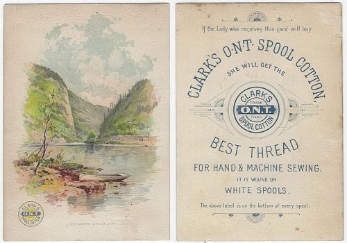 VICTORIAN TRADE CARD FOR CLARK'S SPOOL THREAD DELAWARE WATER GAP