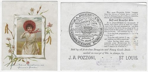 VICTORIAN TRADE CARD FOR POZZONI POWDER WITH LOVELY LADY