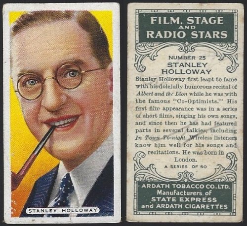 VINTAGE ARDATH CIGARETTE CARD WITH STANLEY HOLLOWAY