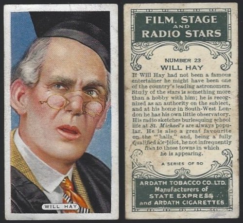 VINTAGE ARDATH CIGARETTE CARD WITH WILL HAY