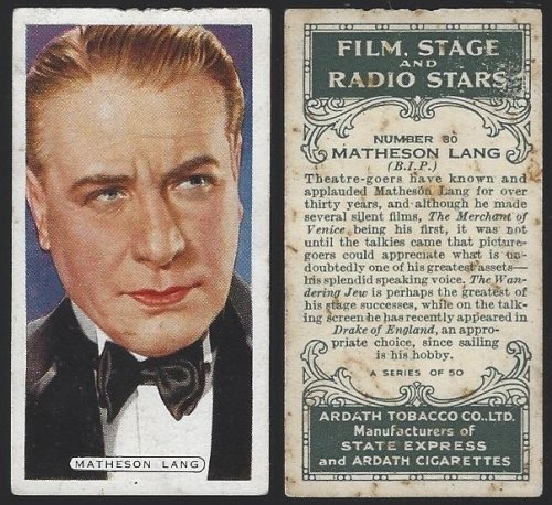 VINTAGE ARDATH CIGARETTE CARD WITH MATHESON LANG
