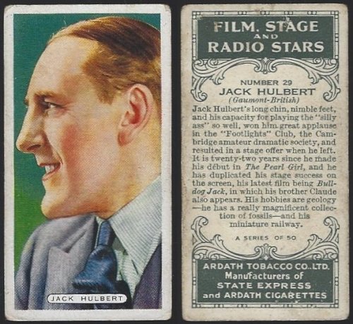 VINTAGE ARDATH CIGARETTE CARD WITH JACK HULBERT