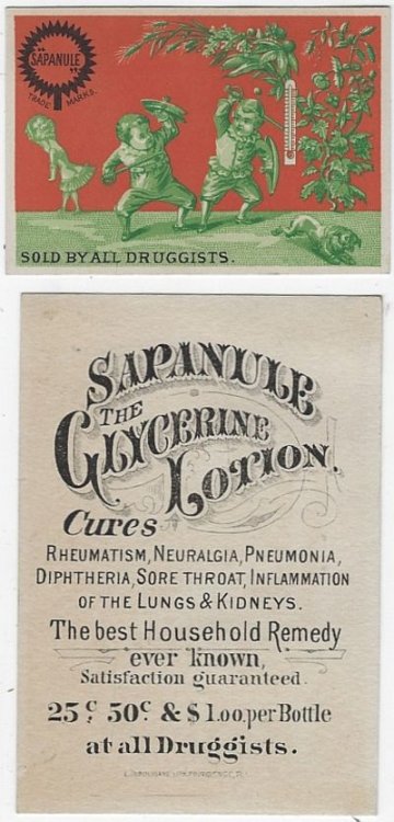 VICTORIAN TRADE CARD FOR SAPANULE WITH BOYS FIGHTING OVER GIRL