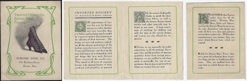 VICTORIAN TRADE FOLDER FOR IMPORTED HOSIERY FOR SOROSIS SHOE PATRONS