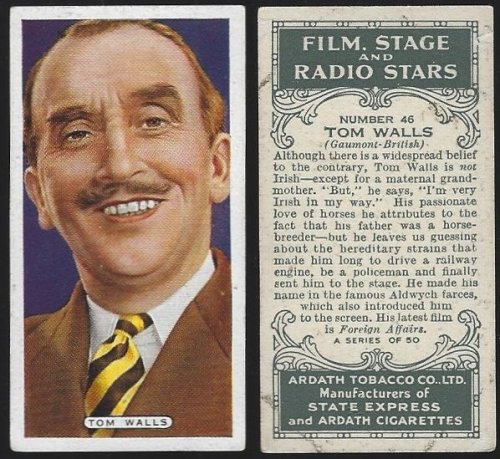 VINTAGE ARDATH CIGARETTE CARD WITH TOM WALLS