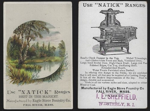 VICTORIAN TRADE CARD FOR NATICK RANGES WITH LANDSCAPE