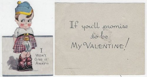 VINTAGE VALENTINE CARD WITH CUTE SCOTTISH BOY