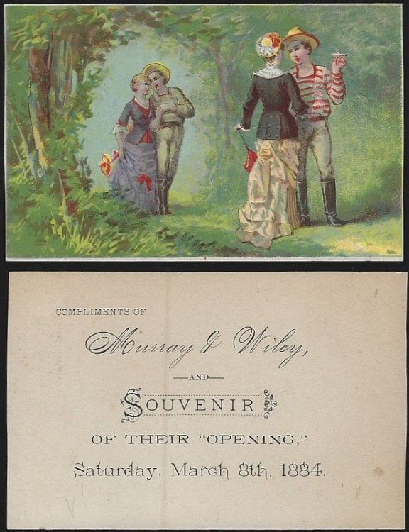 VICTORIAN TRADE CARD FOR MURRAY J. WILEY WITH COURTING COUPLES