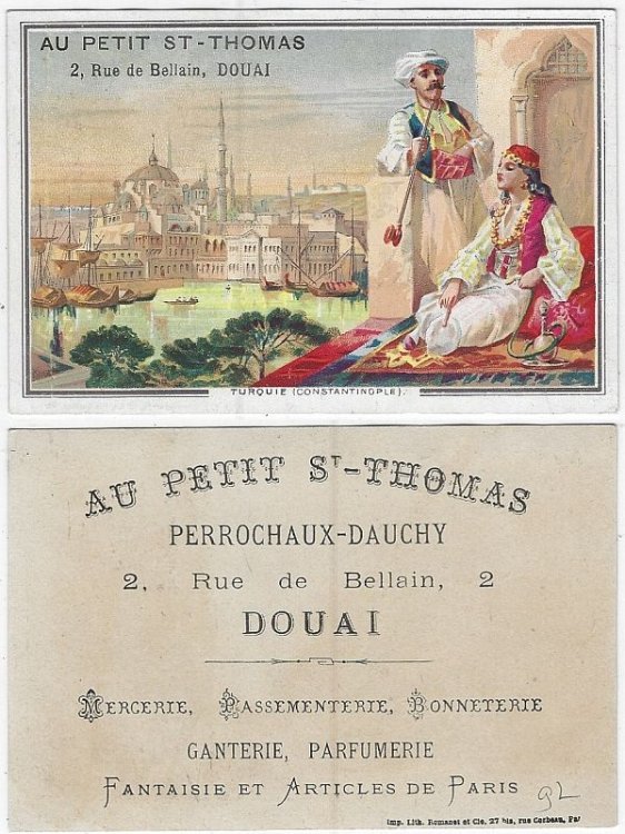 VICTORIAN TRADE CARD FOR AU PETIT ST. THOMAS, PARIS WITH TURQUIE, CONSTANTINOPLE