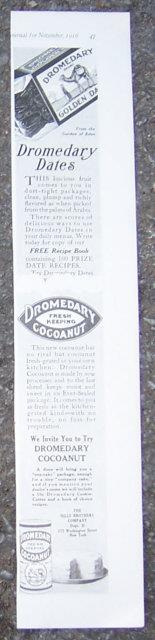 1916 LADIES HOME JOURNAL ADVERTISEMENT FOR DROMEDARY DATES AND COCOANUT