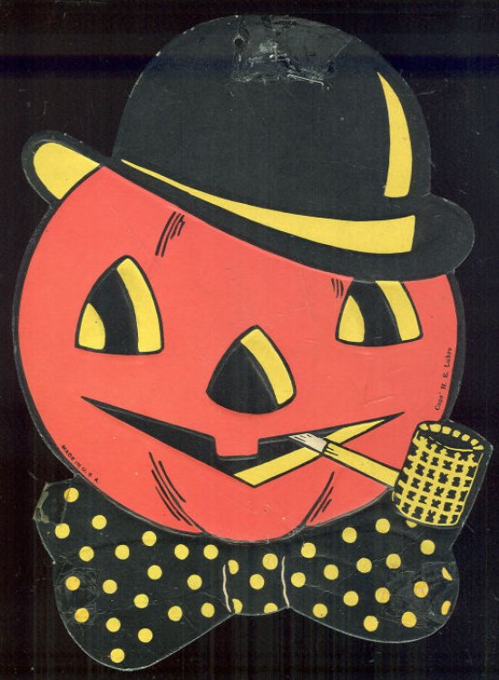 JACK O' LANTERN WITH HAT CARDBOARD DECORATION