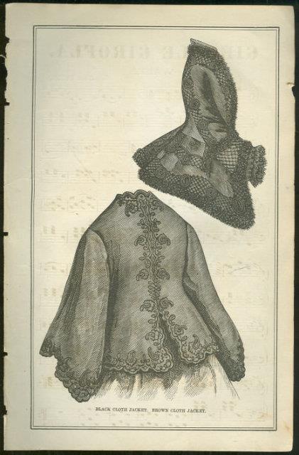 BLACK CLOTH JACKET PAGE FROM 1876 PETERSON'S MAGAZINE