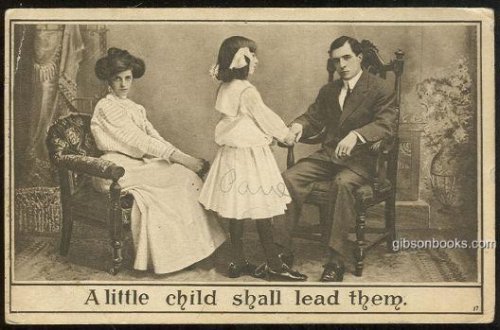 LITTLE GIRL WITH HER PARENTS, A LITTLE CHILD SHALL LEAD THEM