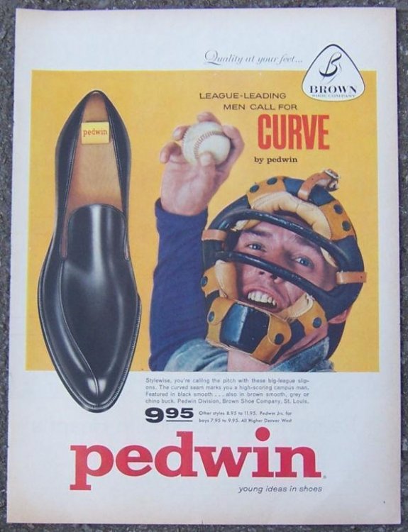 1959 PEDWIN CURVE MEN'S SLIP ONS SHOE LIFE MAGAZINE ADVERTISEMENT