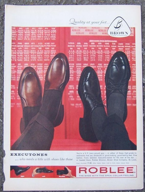 1959 ROBLEE EXECUTONES MEN'S SHOES LIFE MAGAZINE ADVERTISEMENT