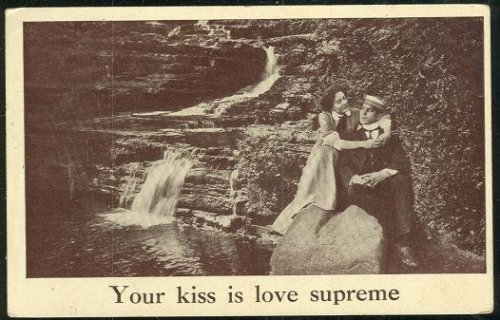 VICTORIAN COURTING COUPLE YOUR KISS IS LOVE SUPREME