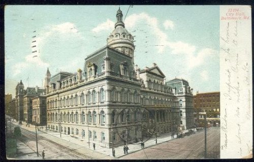 UNDIVIDED POSTCARD OF CITY HALL, BALTIMORE MARYLAND