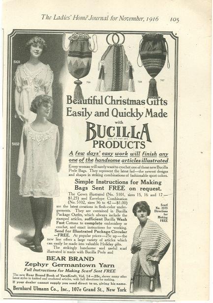 1916 LADIES HOME JOURNAL CHRISTMAS GIFTS MADE WITH BUCILLA PRODUCTS MAGAZINE ADVERTISEMENT