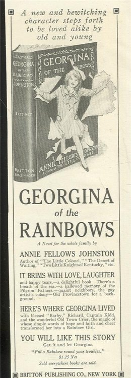 1916 LADIES HOME JOURNAL ADVERTISEMENT FOR GEORGINA OF THE RAINBOWS BOOK