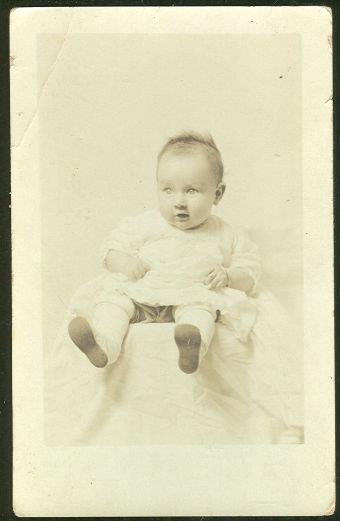 REAL PHOTO POSTCARD OF NELLIE JUANITA BLACK 3 MONTHS
