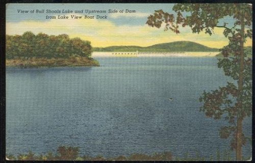 VIEW OF BULL SHOALS LAKE AND UPSTREAM SIDE OF DAM FROM LAKE VIEW BOAT DECK, ARKANSAS