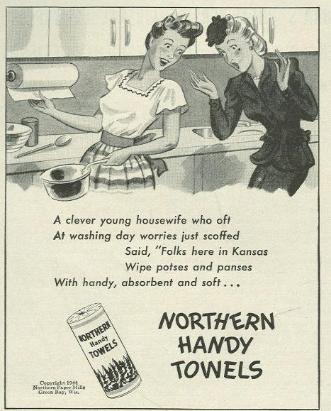 1944 WORLD WAR II NORTHERN HANDY TOWELS MAGAZINE ADVERTISEMENT