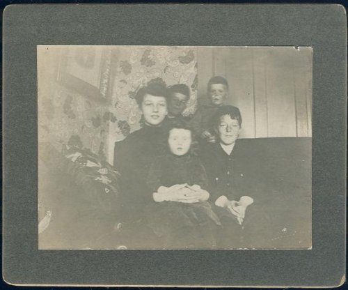 PHOTOGRAPH OF FIVE CHILDREN, TWO GIRLS AND THREE BOYS