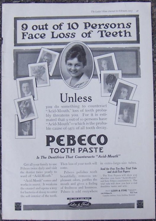 1917 LADIES HOME JOURNAL PEBECO TOOTHPASTE MAGAZINE ADVERTISEMENT