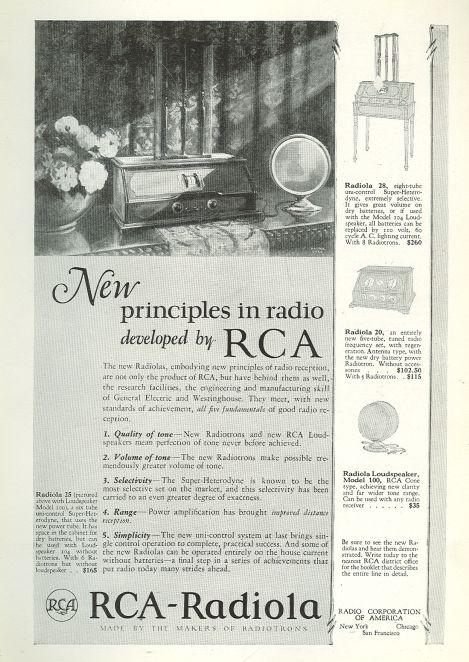 1925 NATIONAL GEOGRAPHIC RCA-RADIOLA MAGAZINE ADVERTISEMENT