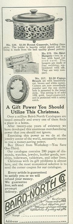 1921 LADIES HOME JOURNAL BAIRD-NORTH MAIL ORDER MAGAZINE ADVERTISEMENT