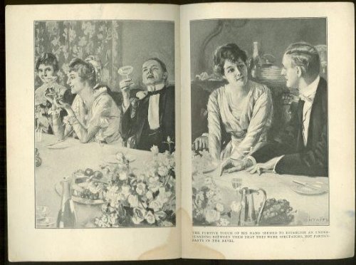 DOUBLE PAGE VICTORIAN BOOK ILLUSTRATION BY CHTAFFS, VICTORIAN DINNER PARTY