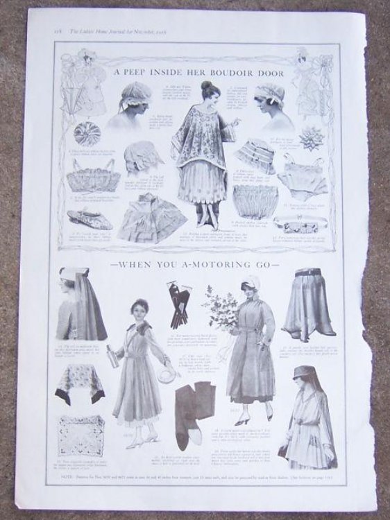 1916 LADIES HOME JOURNAL CLOTHES FOR THE BOUDOIR AND MOTORING