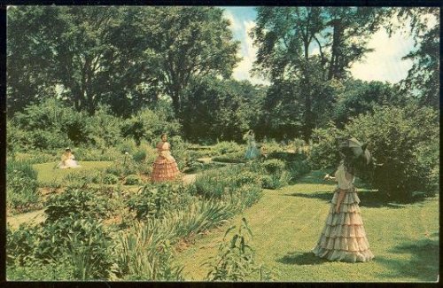SOUTHERN BELLES IN THE FLOWER GARDEN AT MY OLD KENTUCKY HOME NEAR BRADSTOWN, KENTUCKY