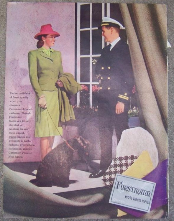 1944 FORSTMANN VIRGIN WOOL MAGAZINE ADVERTISEMENT