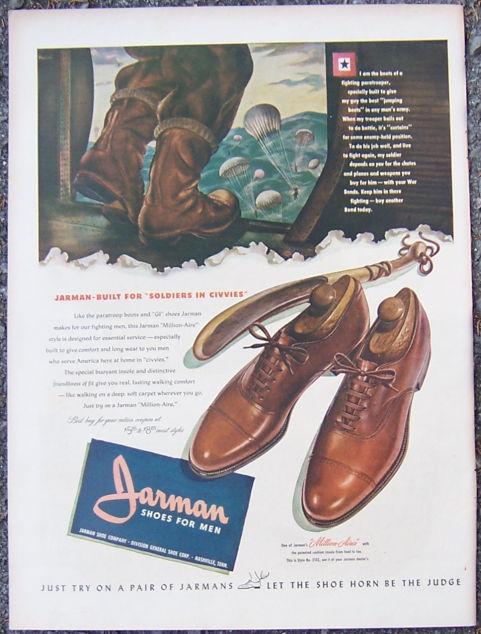1944 JARMAN SHOES FOR MEN MAGAZINE ADVERTISEMENT
