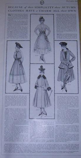 1916 LADIES HOME JOURNAL SIMPLICITY AND CHARMS OF AUTUMN CLOTHES