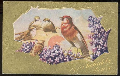 ROBINS ON BRANCH WISHING AFFECTIONATELY YOURS