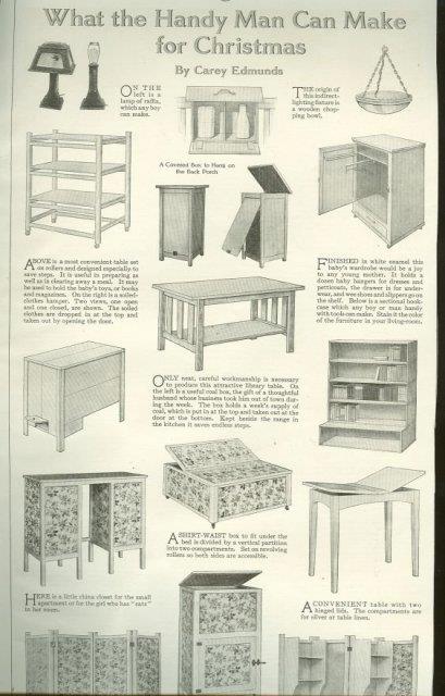 1916 LADIES HOME JOURNAL WHAT THE HANDY MAN CAN MAKE FOR CHRISTMAS MAGAZINE PAGE BY CAREY EDMUNDS