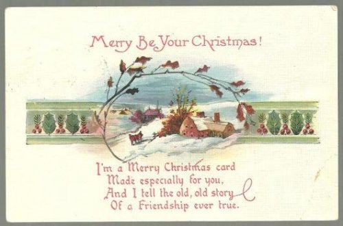 MERRY BE YOUR CHRISTMAS POSTCARD WITH SNOWY LANDSCAPE