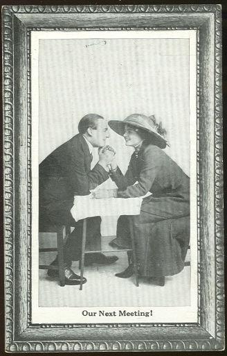 POSTCARD OF LOVING COUPLE HOLDING HANDS TILL NEXT MEETING