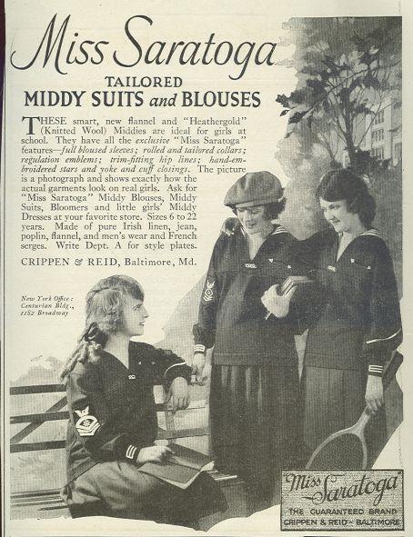 1921 LADIES HOME JOURNAL MISS SARATOGA MIDDY SUITS MAGAZINE ADVERTISEMENT