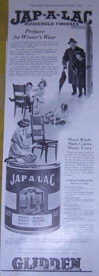 1916 LADIES HOME JOURNAL JAP-A-LAC HOUSEHOLD FINISHES MAGAZINE ADVERTISEMENT