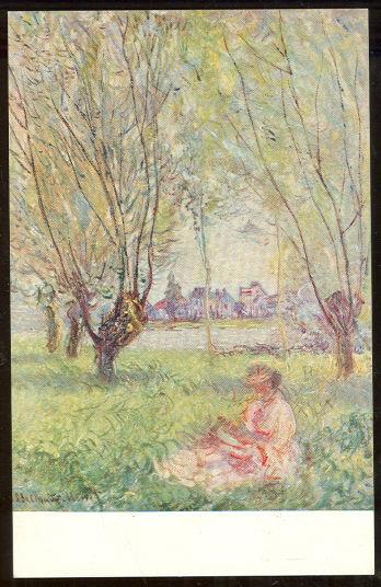 WOMAN SEATED UNDER THE WILLOWS BY MONET