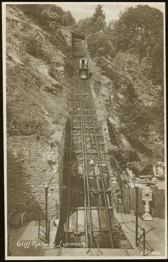 REAL PHOTO POSTCARD OF CLIFF RAILWAY, LYNMOUTH, ENGLAND