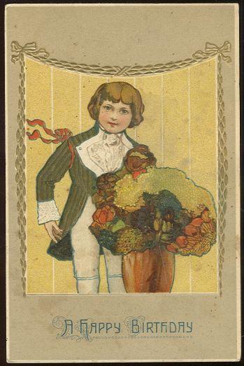 LITTLE BOY DRESSED UP BIRTHDAY GREETINGS POSTCARD